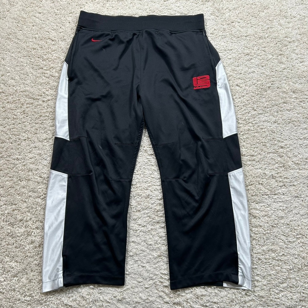 Vintage Nike LeBron James Track Pants XXL 38x26 Black White Baggy Y2K Joggers